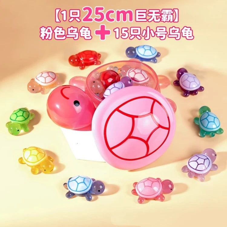 Creative Cute Cartoon Luminous Turtle Resin Charm Eco-Friendly DIY Decoration 17cm Turtle with Small Turtle Ornaments