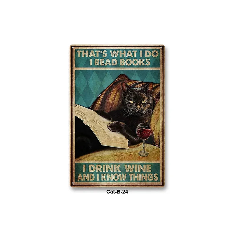 Black Cat Art Decor Home Metal Tin Sign