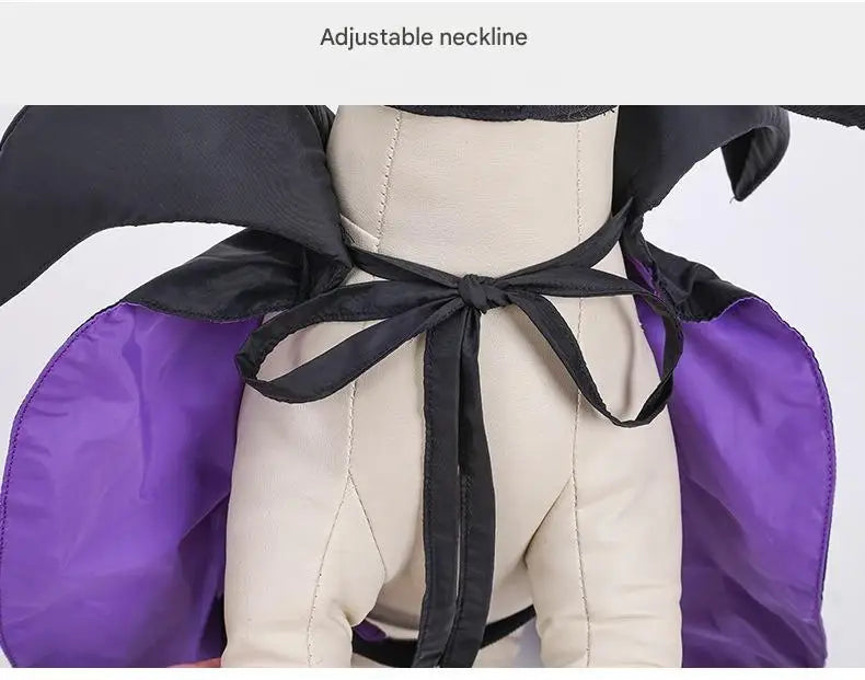 Halloween Pet Costume Hooded Cloak for Dogs Cats, Maleficent Adjustable Velvet Cape