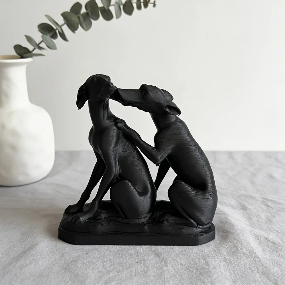 Roman Sculpture Featuring Two Intimate and Interactive Puppies, Statue of A Tauri Hound, and Adorable Ornament for Dog Lovers