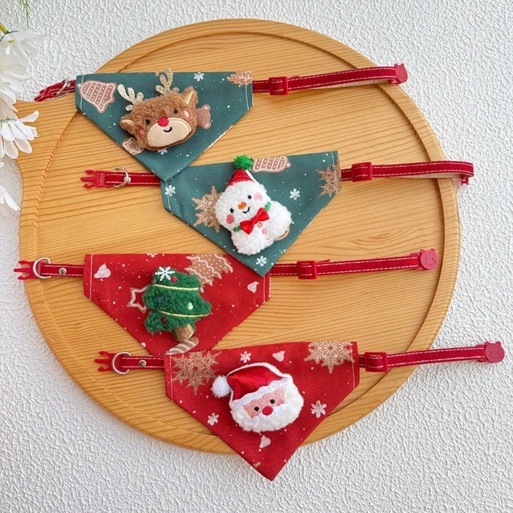 Cute Adjustable Christmas Dog Collar Dirt-resistant Christmas Decor Dog Bandanas Universal Soft Cat Collar Pet Scarf