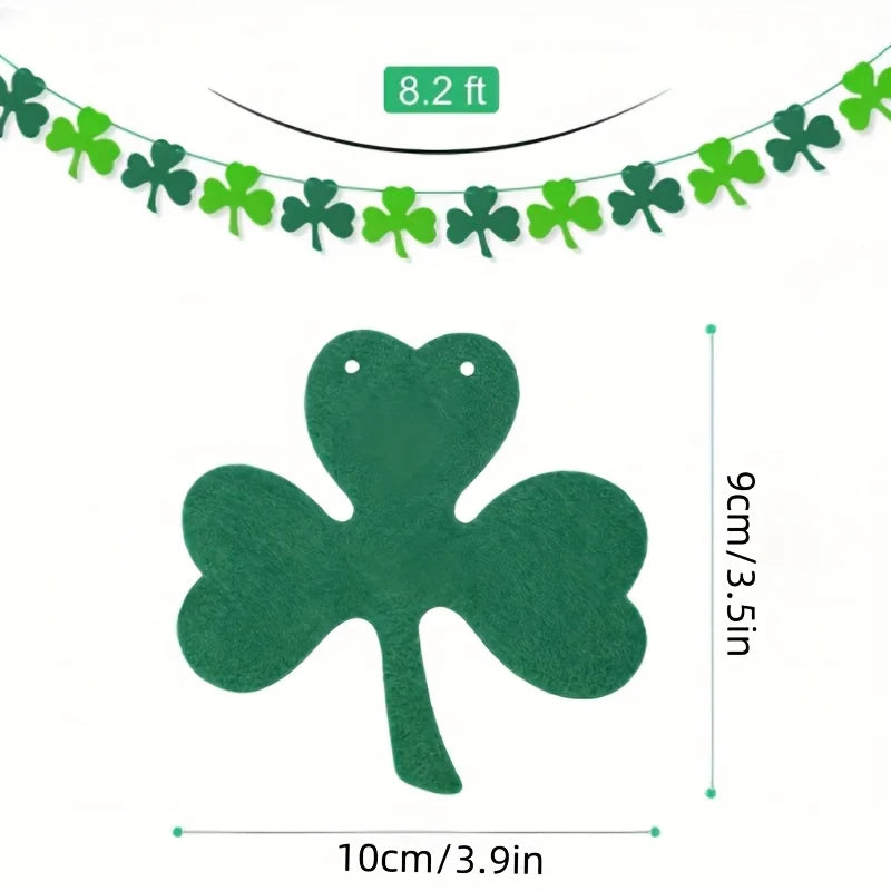 St.Patrick's Day Shamrock Garland, Green Shamrock Banner, Rustic Farmhouse Decor for Indoor Fireplace Mantle Hanging Decorations
