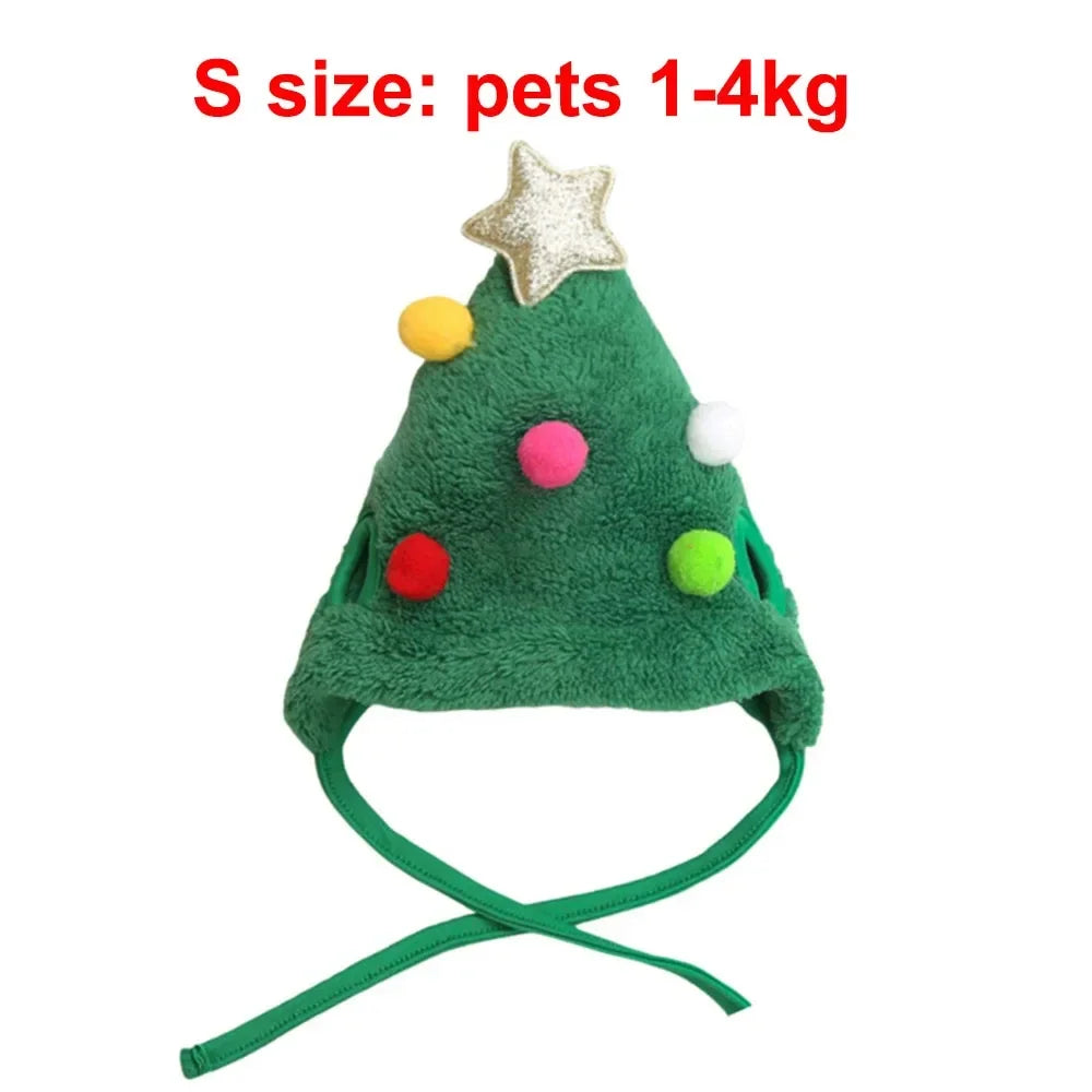Funny Dog Christmas Hat Pets Santa Bibs New Year Party Cosplay Costume Puppy Cap Cute Cats Bandana Clothes Accessories Gift