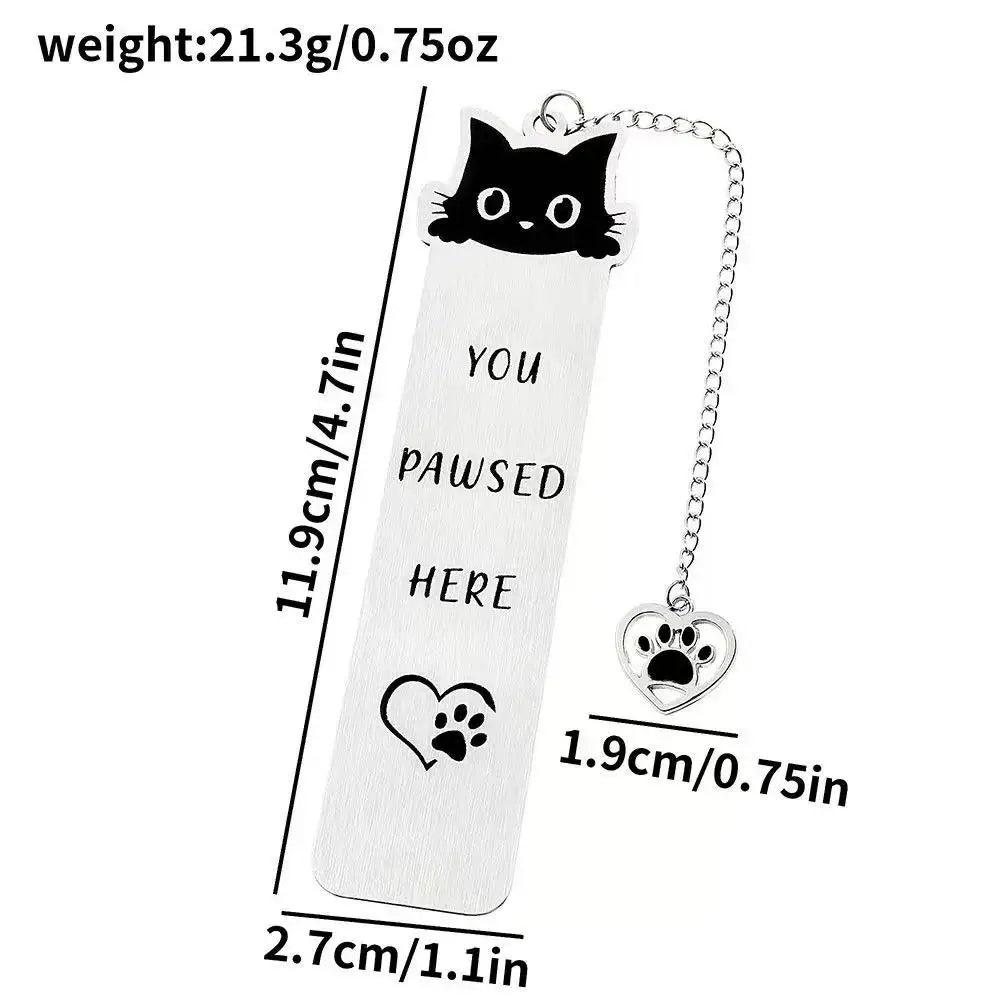 Black Cat "Please Stay Here" Stainless Steel Bookmark