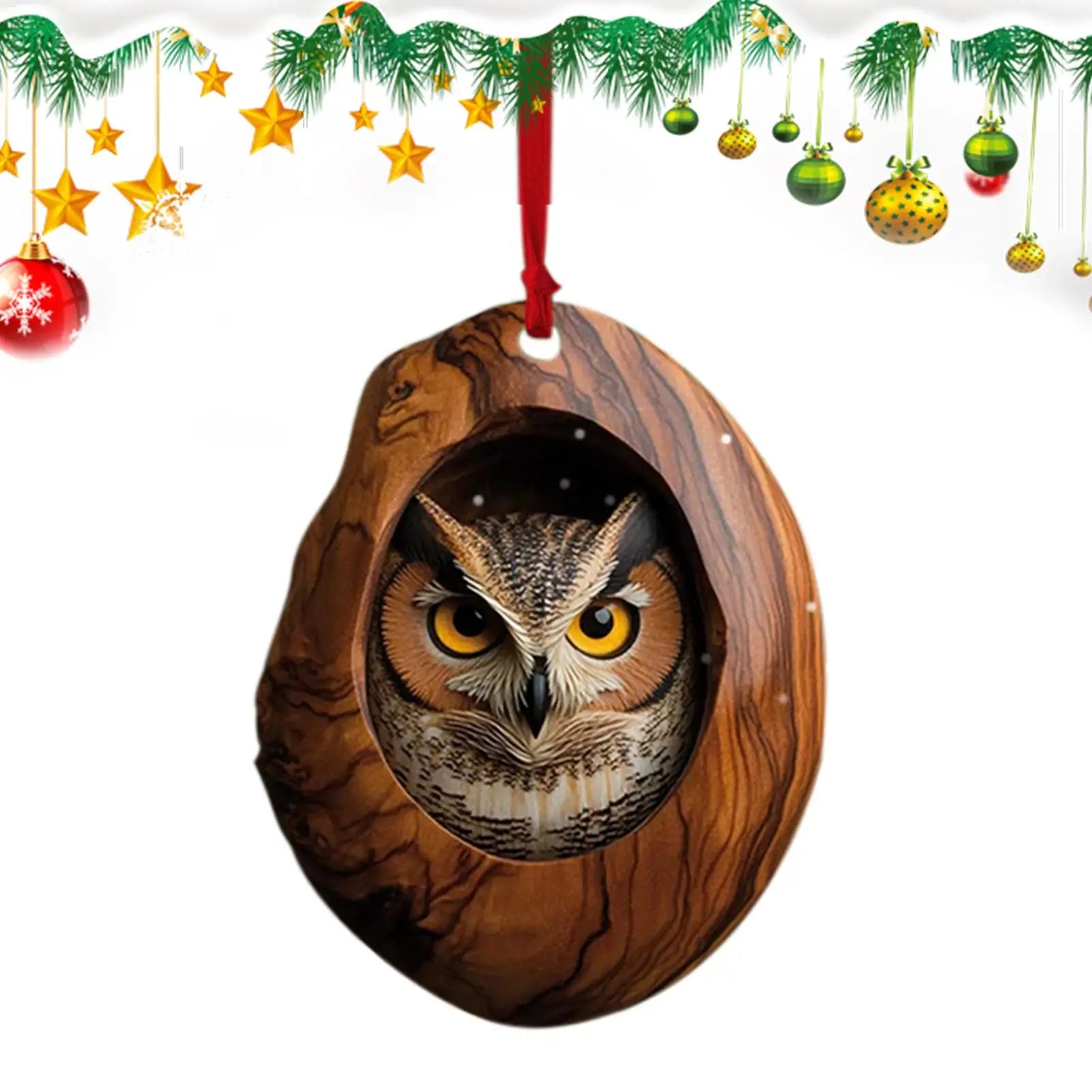 Christmas Raccoon Owl Acrylic Pendant 2D Animal Christmas Tree Pendant Ornament 2025 Xmas Navidad 2026 New Year Party Supplies