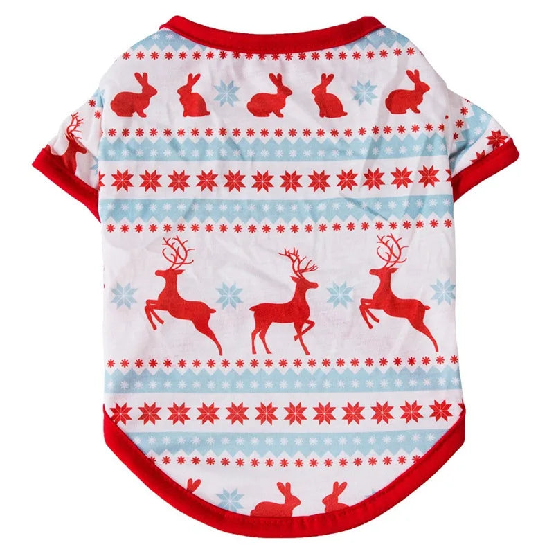Christmas Dog Cat T-Shirt Cute Holiday Print Pet Clothes for Small Dogs, Teddy, Cats - Festive Xmas Apparel Supplies Dog Hoodies