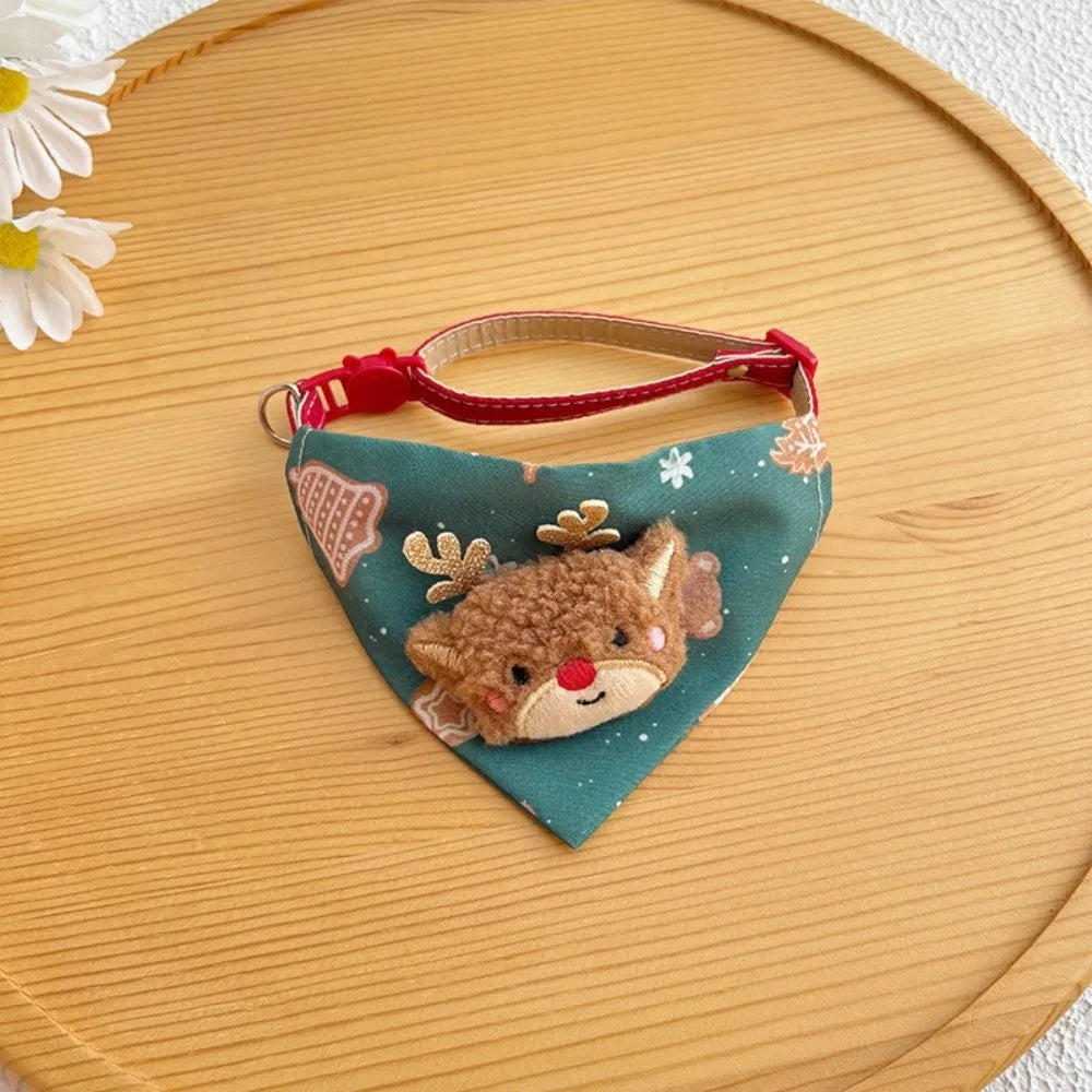 Cute Adjustable Christmas Dog Collar Dirt-resistant Christmas Decor Dog Bandanas Universal Soft Cat Collar Pet Scarf