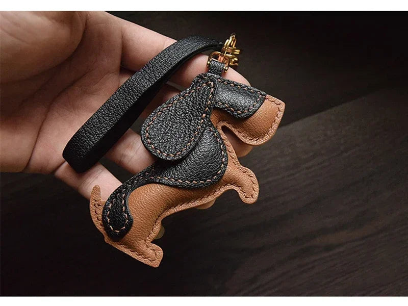 Basset Hound Handmade Leather Keychain