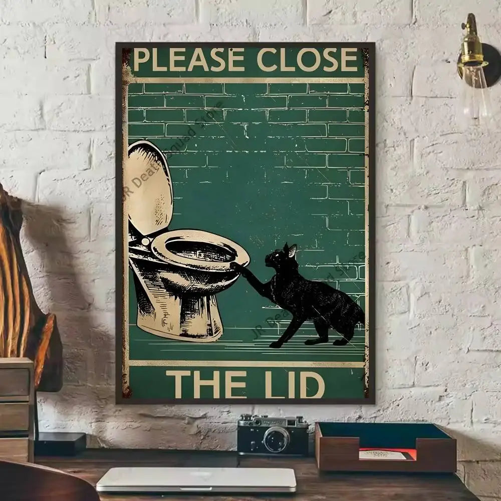 Black Cat Art Poster Wall Decor