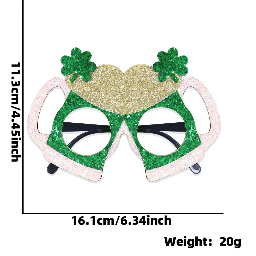 St. Patrick's Day Decorative Kids' Dress up Frame Green Hat Clover Plastic Glasses Frame 2025 Theme Irish Celebration Accessory