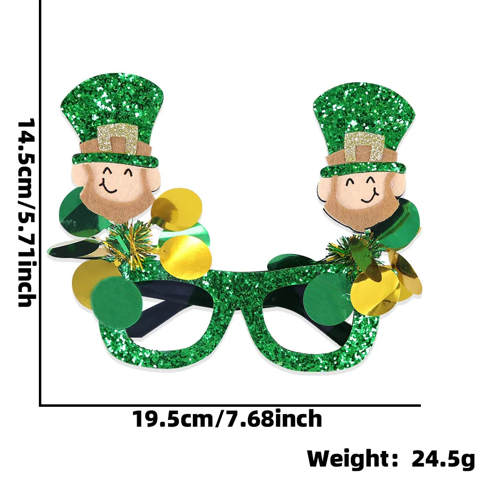 St. Patrick's Day Decorative Kids' Dress up Frame Green Hat Clover Plastic Glasses Frame 2025 Theme Irish Celebration Accessory