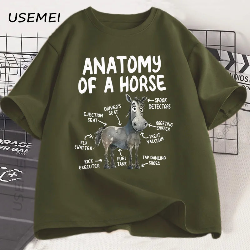Anatomy of A Horse T Shirt Funny Horse Lover T-shirt Men Women Graphic Streetwear Short Sleeve Tshirt Harajuku Mens Clothing