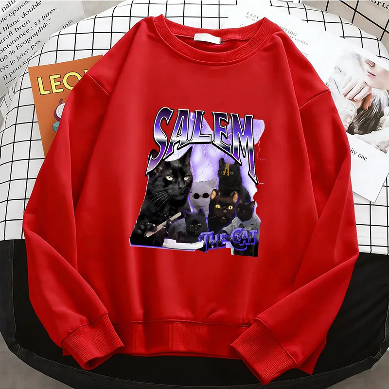Black Cat Design Printed Hoodies