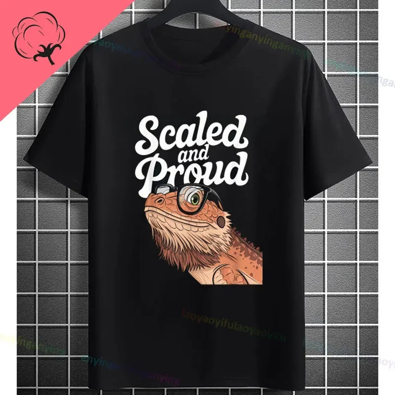 Men's "Bruh" Bearded Dragon Graphic T-Shirt Pure Cotton Short-sleeve Humor Style Tee Perfect Gift for Reptile Lovers