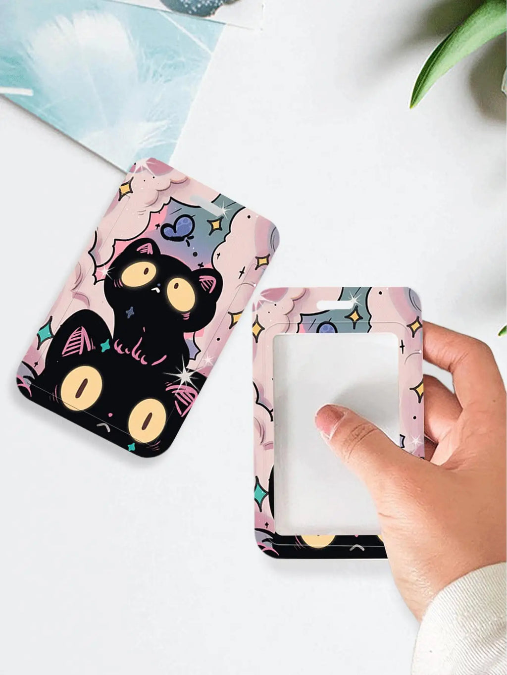 Cute Black Cat Bank Business Work Card Holder