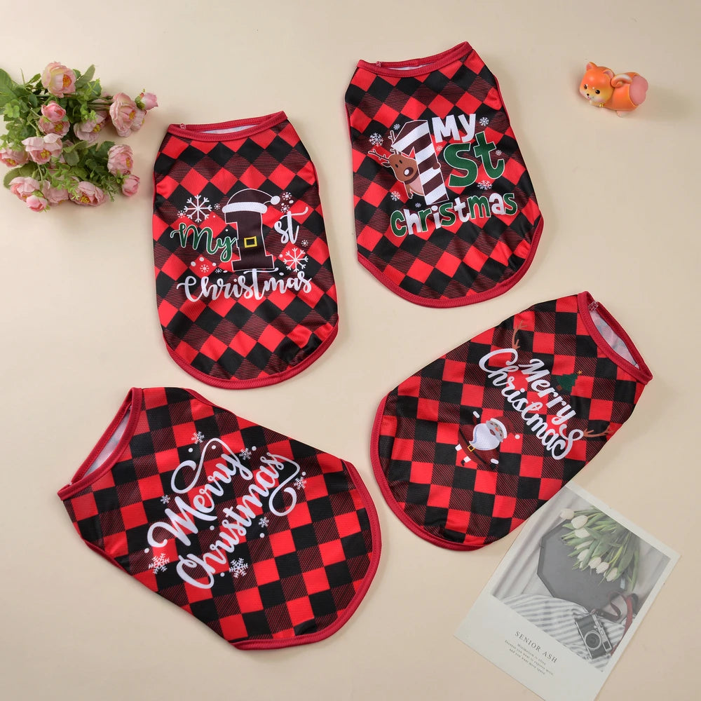 Christmas Pet Dog Cosplay Costume For Small Medium Dogs Cats Santa Claus Puppy Vest Coat Chihuahua Outfits Yorkshire Clothing