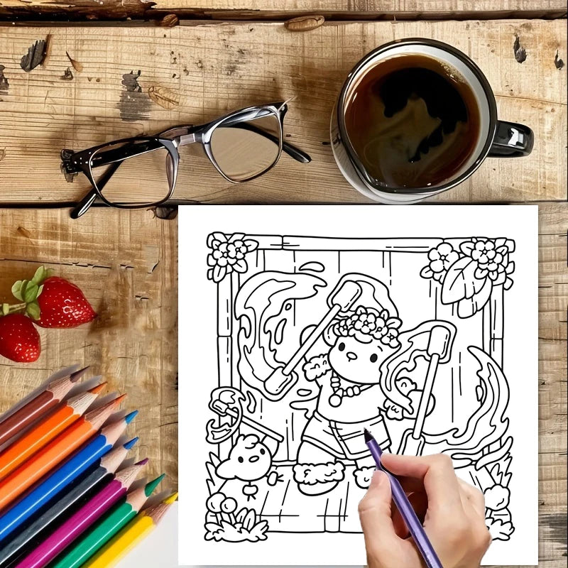 28 Pages Hawaii Style Coloring Book for Adult | Colouring Book, Drawing Supplies for Christmas, Thanksgiving
