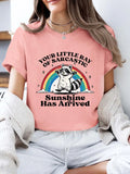 Plus - Size Humorous Raccoon & Rainbow Graphic Tee, Short - Sleeve