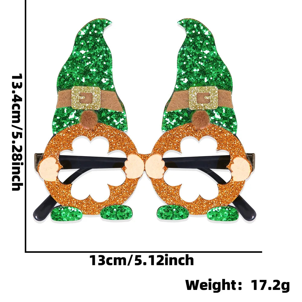 St. Patrick's Day Decorative Kids' Dress up Frame Green Hat Clover Plastic Glasses Frame 2025 Theme Irish Celebration Accessory