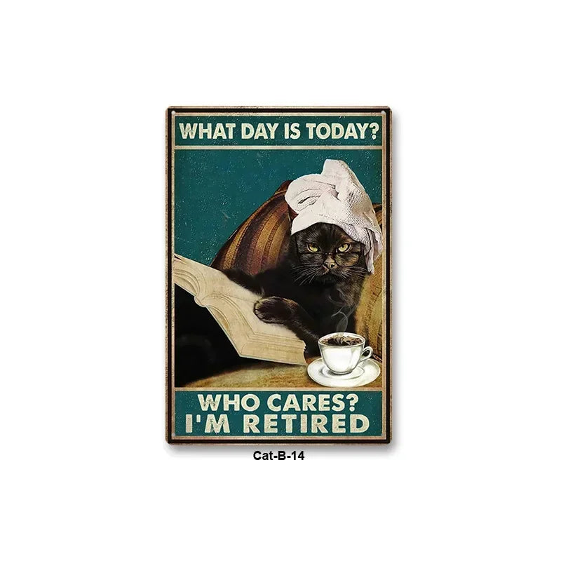 Black Cat Art Decor Home Metal Tin Sign