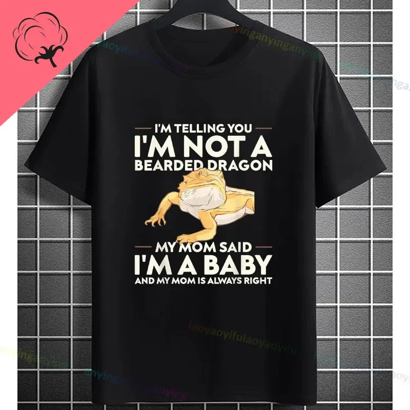 Men's "Bruh" Bearded Dragon Graphic T-Shirt Pure Cotton Short-sleeve Humor Style Tee Perfect Gift for Reptile Lovers