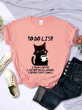 Black Cat To Do List Graphic Funny T-Shirts