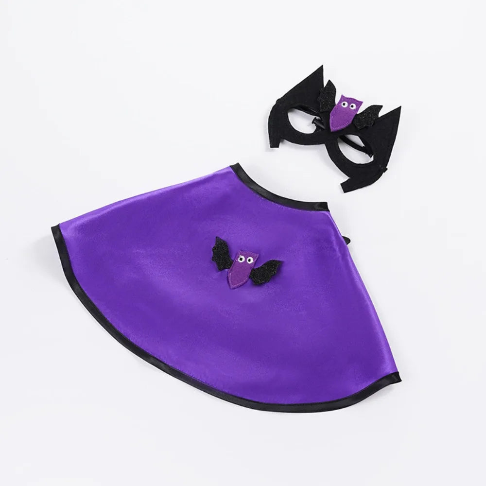 Adjustable Dog Halloween Costume Decorative Cartoon Pet Wizard Cloak Bat with Face Mask Cat Cosplay Outfit Halloween Party