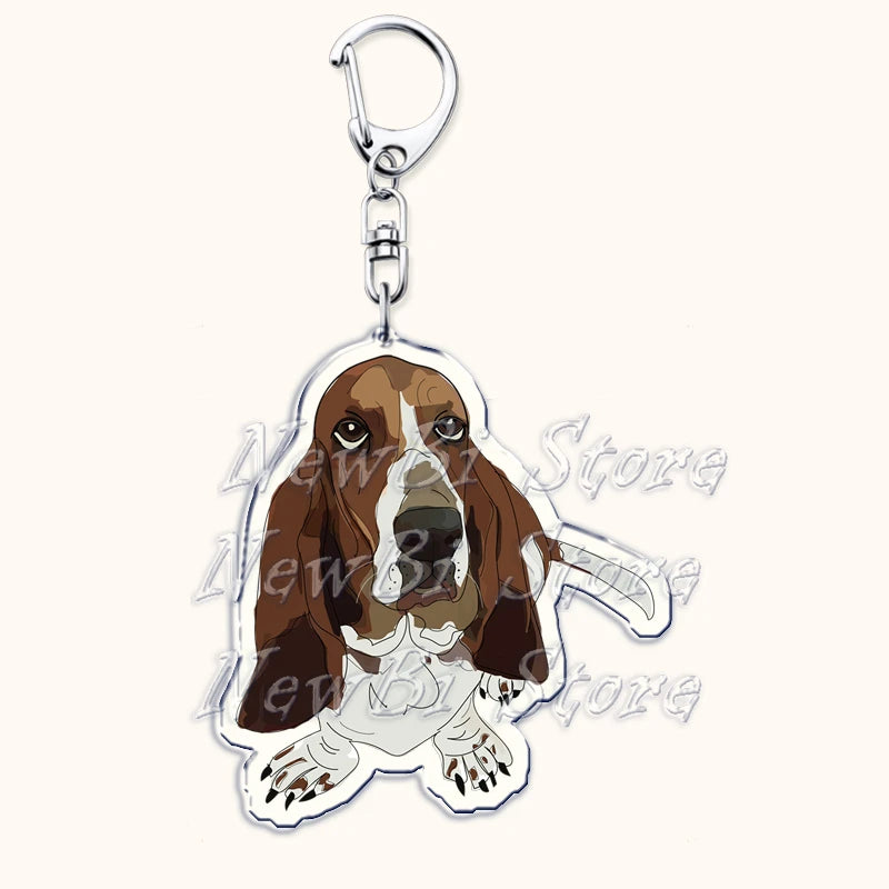 Funny Basset Hound Keychain