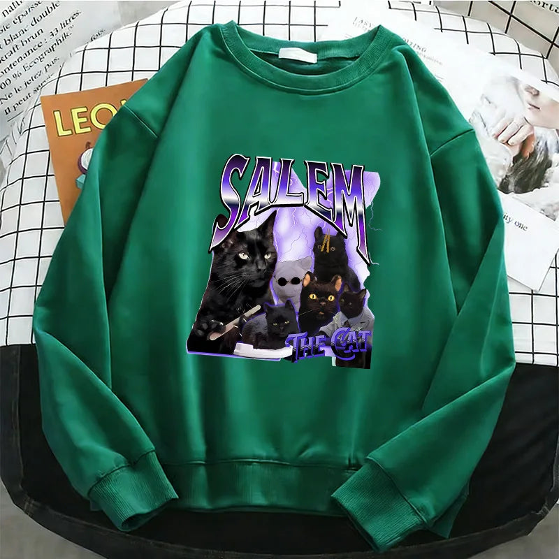 Black Cat Design Printed Hoodies