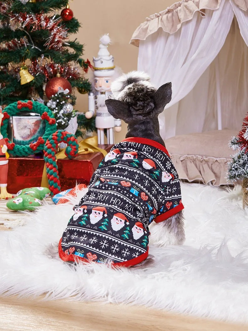 Christmas Dog Cat T-Shirt Cute Holiday Print Pet Clothes for Small Dogs, Teddy, Cats - Festive Xmas Apparel Supplies Dog Hoodies