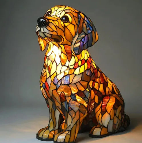 Dog Resin LED Night Light Art Animal Statue Creative Home Desktop Decoration Ornament