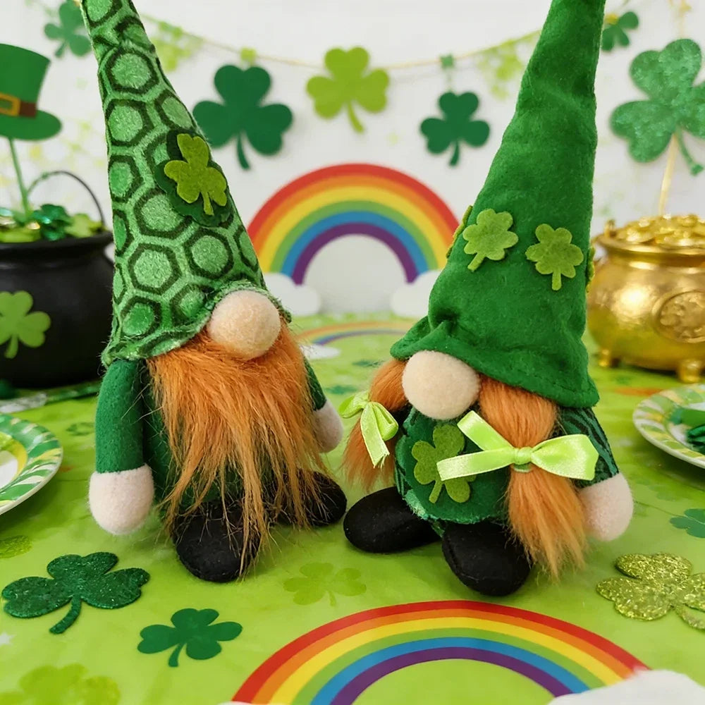 St. Patrick's Day Doll, Irish Lucky Clover Doll, Party Home Desktop Decor Doll,  Gift Doll, Irish Day Green Hat Faceless Doll
