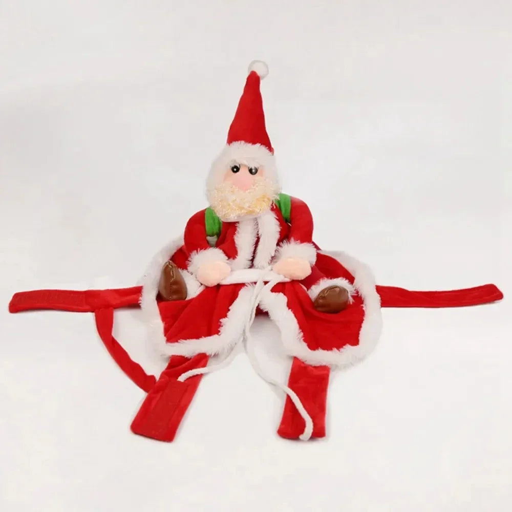 Christmas Dog Costume Funny Christmas Santa Claus Riding on Dog Pet Cat Holiday Outfit Clothes Dressing up for Halloween Xmas