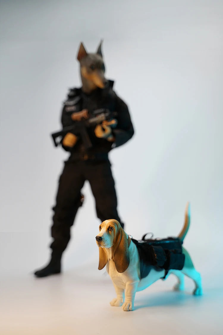 Basset Hound Soldier Figure Scene Accessories