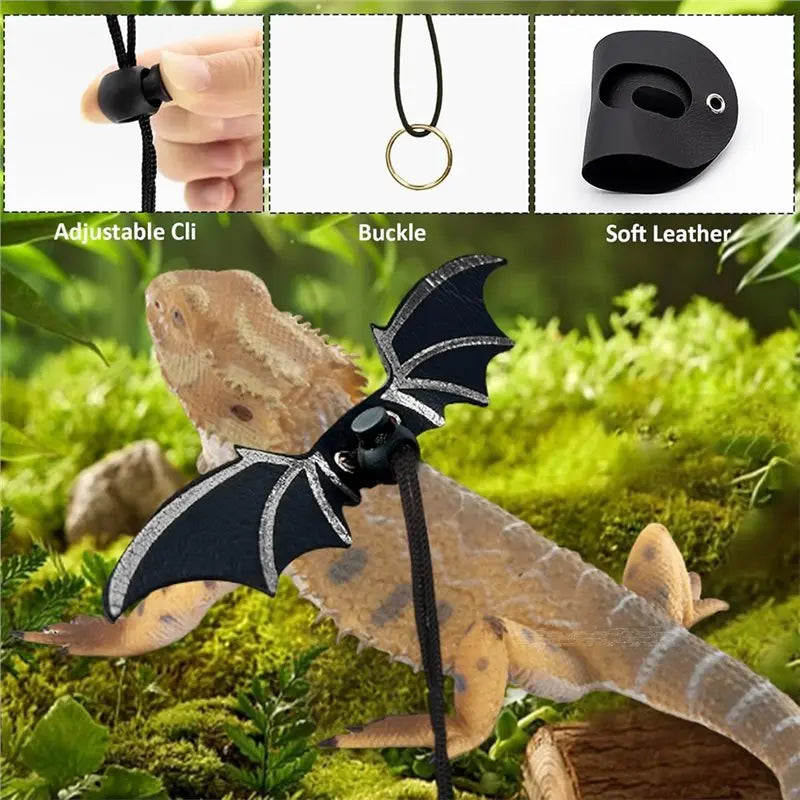 KYCOR-Bearded Dragon Harness And Leash Set-Bearded Dragon Accessories, For Outdoor Travel-Black Decor Suit