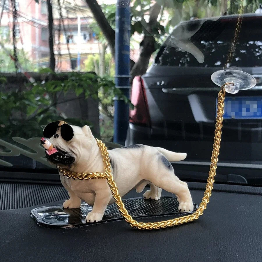Bully Pitbull Car Dog Dolls Pendant Automobiles Interior Decoration Ornaments Toys Car Accessories Simulation Doll Auto Gift