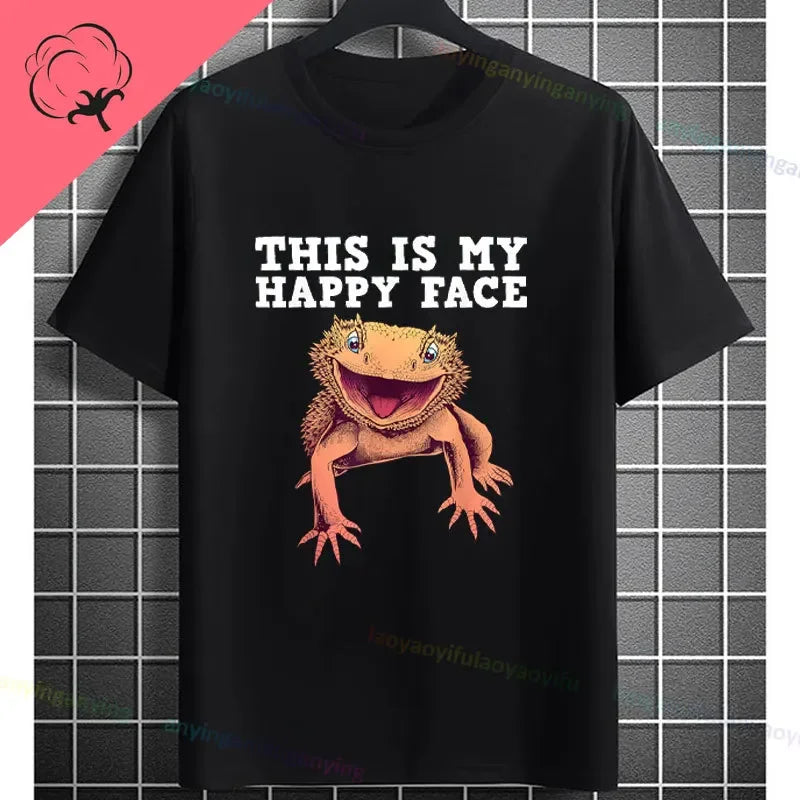 Men's "Bruh" Bearded Dragon Graphic T-Shirt Pure Cotton Short-sleeve Humor Style Tee Perfect Gift for Reptile Lovers