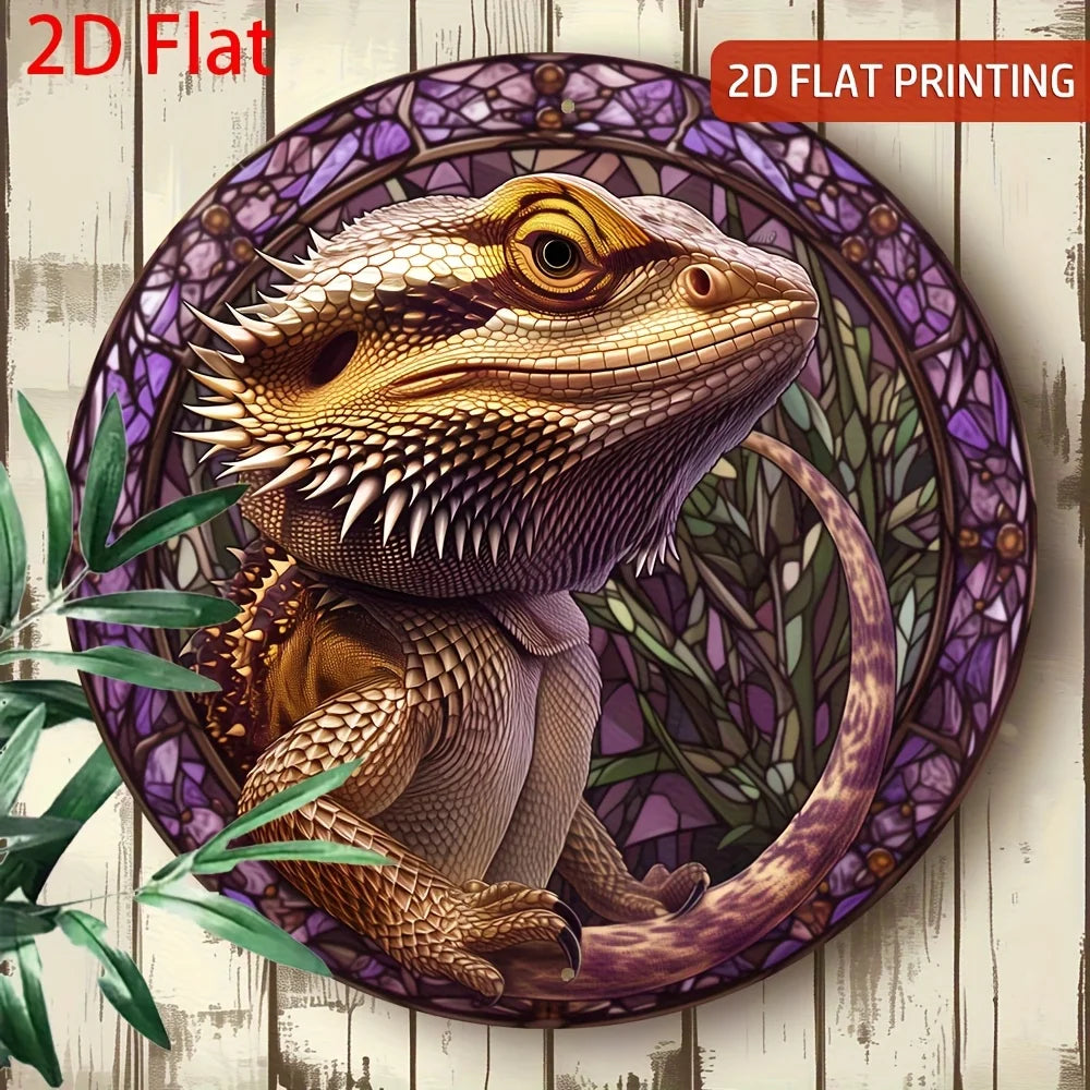 Reysun Bearded Dragon Wall Art 8x8 Inch Vintage Metal Farmhouse Decor Sculpture