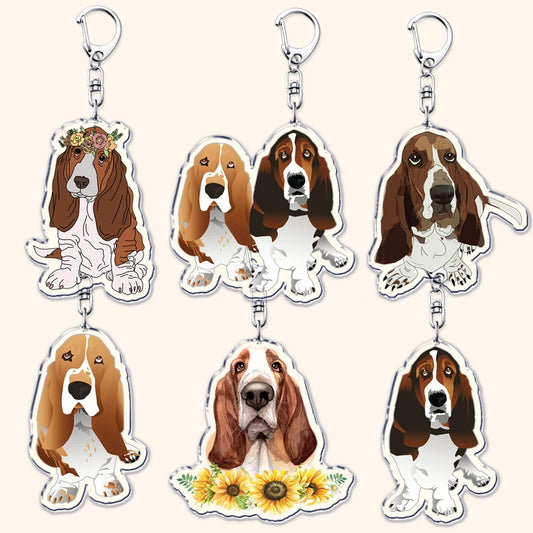 Funny Basset Hound Keychain