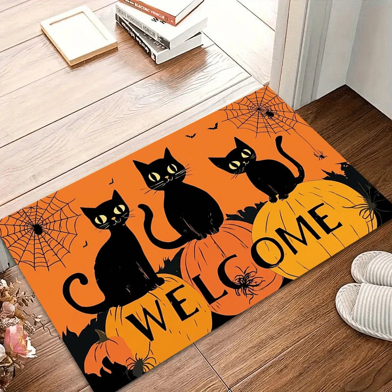 Halloween Black Cat Entry Door Mat