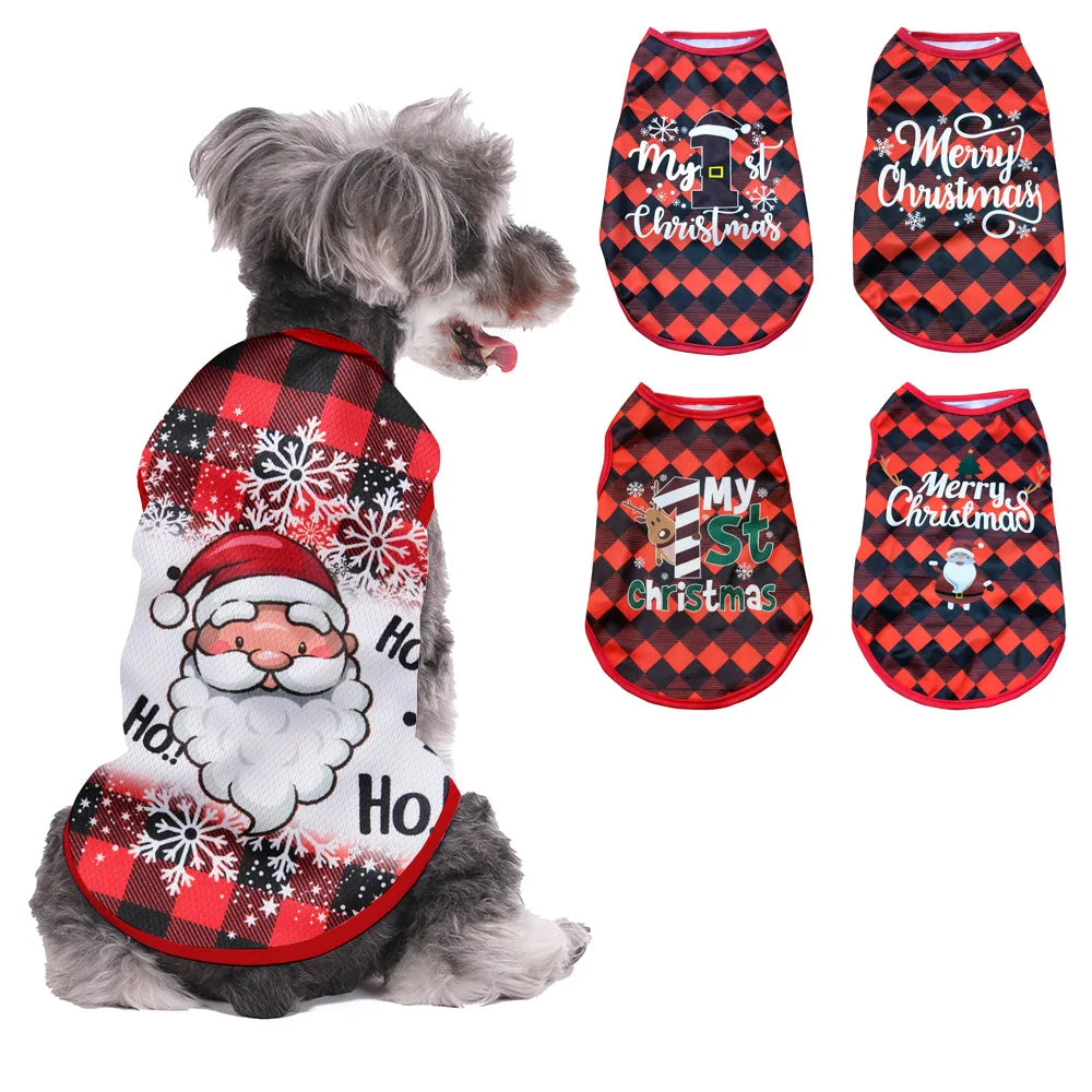 Christmas Pet Dog Cosplay Costume For Small Medium Dogs Cats Santa Claus Puppy Vest Coat Chihuahua Outfits Yorkshire Clothing