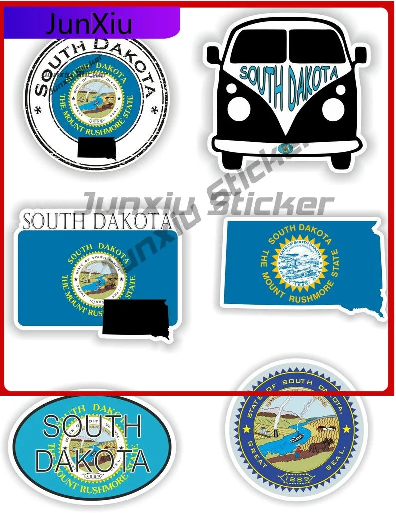 South Dakota Flag United States Vinyl Stickers Travel Vacation Decals Exterior Accessories Rv Decal Stickers Car Bumper Protecto