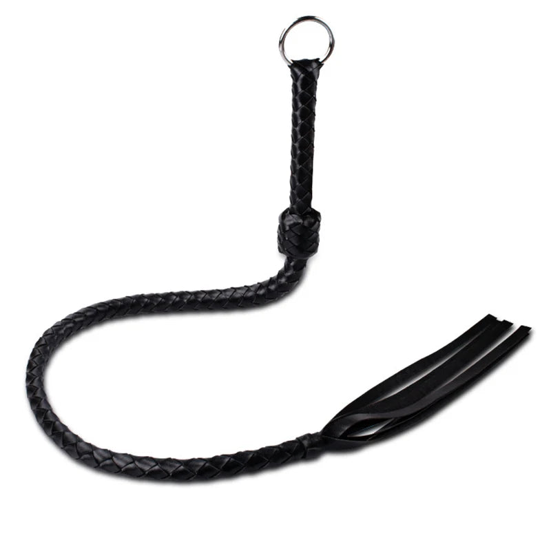 116CM Horse Whip PU Leather BULLWHIP HorseRiding Equestrian Training Whip with Iron Hoop Handle