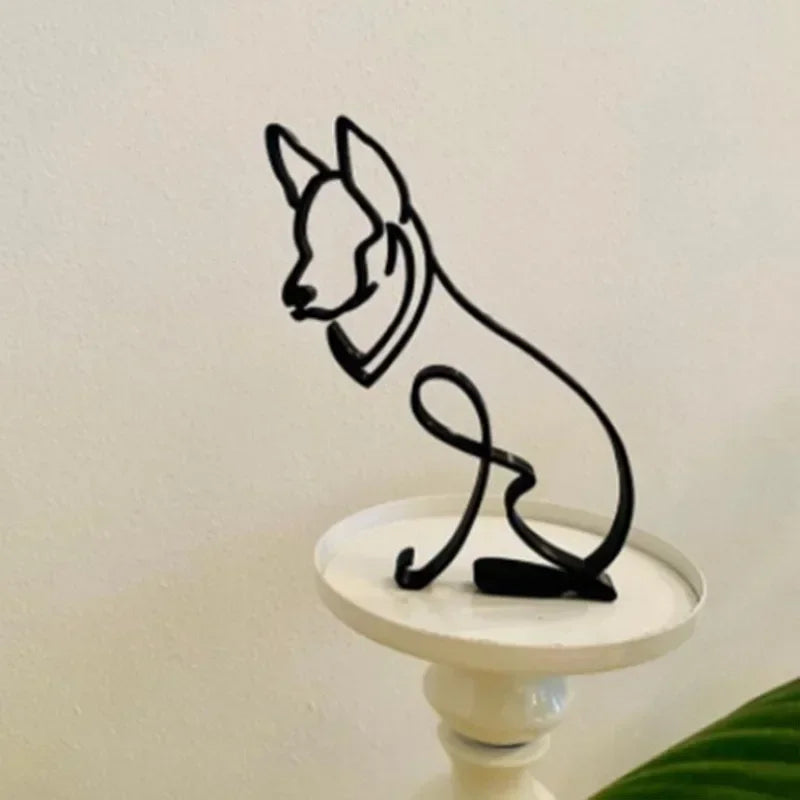 Dog Cat Minimalist Art Sculpture Decor Gift Metal Decor Modern Home Office Accessories Animal Shape Ornament Dropshipping