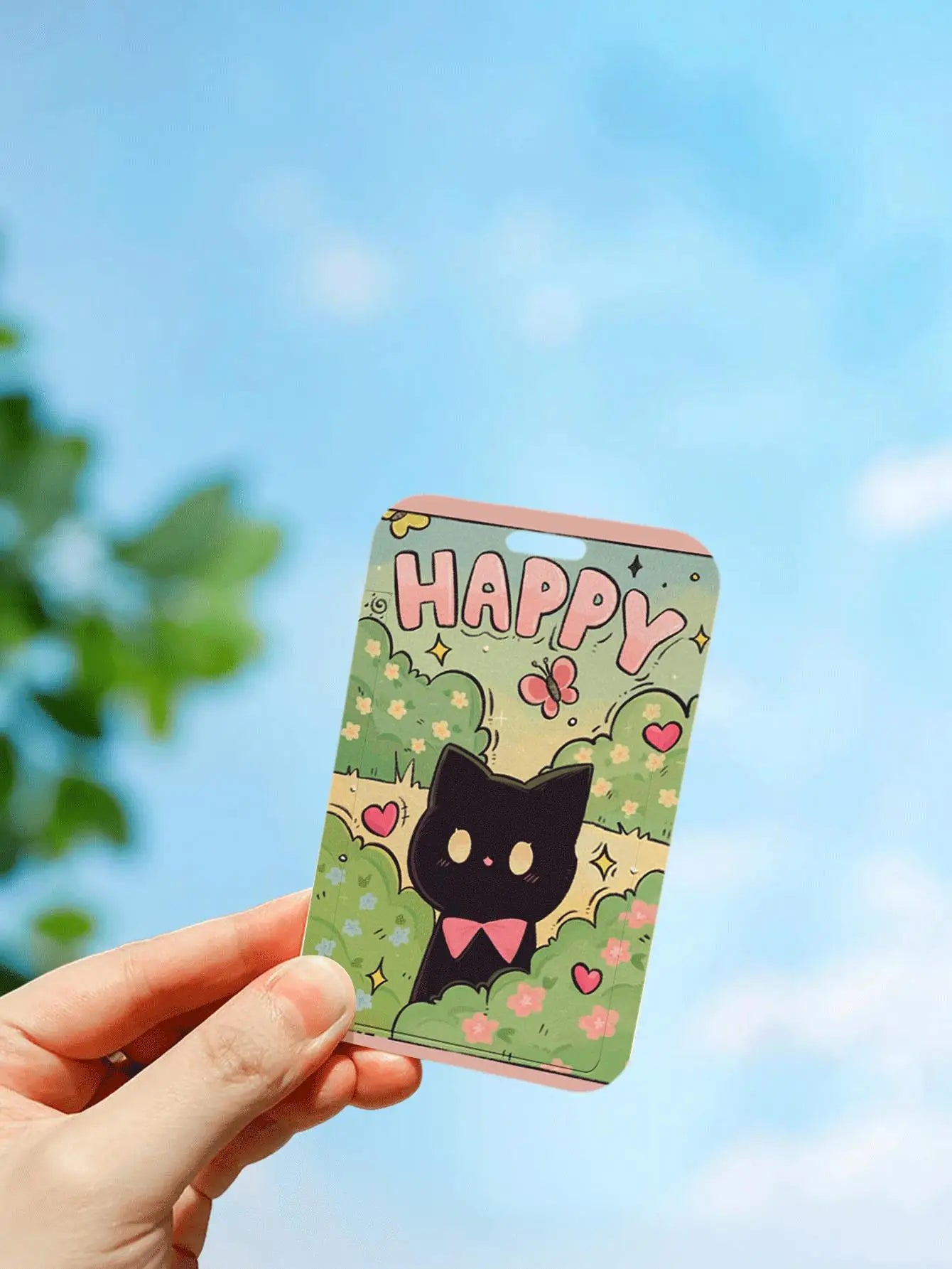 Cute Black Cat Bank Business Work Card Holder