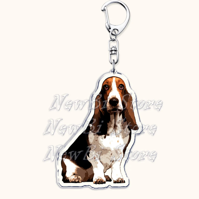 Funny Basset Hound Keychain