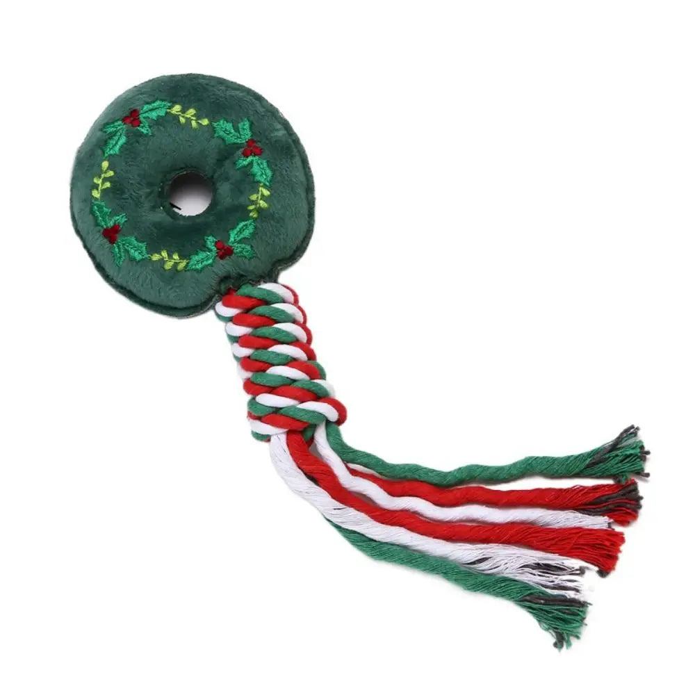 Snowman/Christmas Tree Christmas Dog Toys Plush Snowflake/Doughnut Shape Dog Squeakey Chew Toys Cotton Ropes Soft