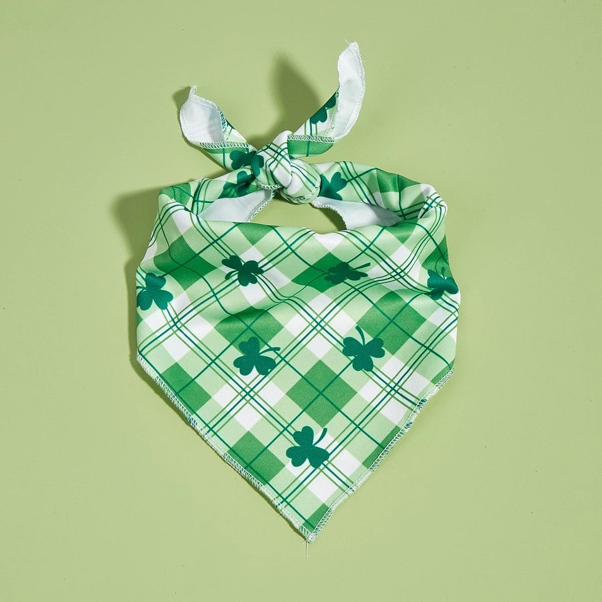 St Patricks Day Dog Cat Bandanas Small Medium Large Clovers Green Triangle Holiday Plaid Green Scarves for Small Medium Large Do