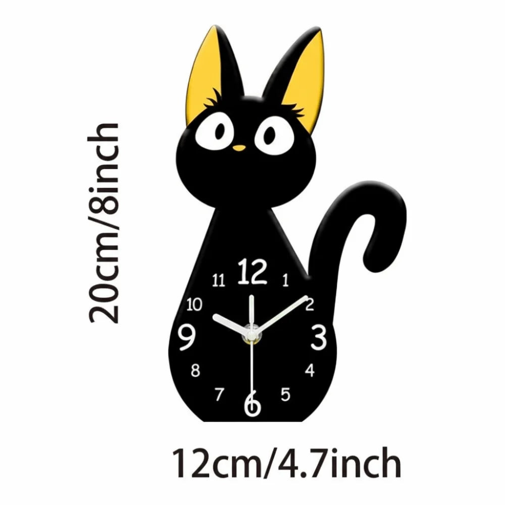 Cute Cartoon Black Cats Desk Clock Modern Decorative Table Clock Silent Acrylic Black Cat Ornament Office Decor