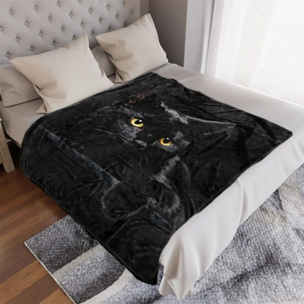 Black Cat Printed Throw Blanket
